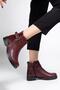 165-204/1 Burgundy Crocodile Buckle Accessory Zippered Daily Women's Boots