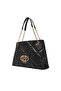 Women's Quilted Chain Strap Leather Zipper Closure Black Shoulder Bag - 3