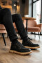 Black Nubuck Genuine Leather Men's Casual Shoes 25K550 m