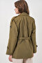 Women's Double-Breasted Collar Short Trench Coat 5980 - Khaki - 6
