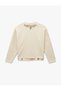Soft Textured Loose Fit Long Sleeve Mock Neck Stone Sweater