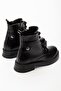 02-2003 Black Wrinkled Patent Leather Lace-Up Zippered Casual Women's Boots - 4