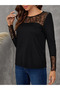    Women's Long Sleeve Crew Neck Lace Detailed Twist Blouse - 3