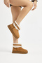 Women's Tan Thick Poly Sole Fur Detailed Suede Look Casual Boots - 5