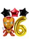 Avengers Iron Man Concept 6 Years Old Gold Number Balloon Set Iron Man Concept Birthday Balloon Set - 2