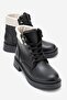 Simple Women's Rubber High-Top Boots Black Leather