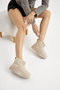 Women's Beige Thick Poly Sole Suede Look Casual Boots - 3