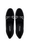 Women's Genuine Leather Black Suede Loafer Shoes - 5
