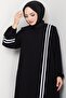 Striped Detail Black Abaya HM2846 - 5