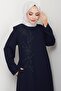 Floral Detail Stone Embellished Ferace Navy Blue Hm2847 - 2