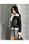 Women's Belted Fur-Lined Leather Coat - 4