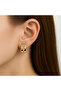 Zircon Stone Steel Gold Earrings