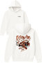 God Tasarım Printed Oversized White Hooded Sweatshirt