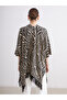 Vizyon New Season Leopard Patterned Oversized Women's Knitwear Poncho - 4