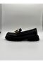 Helen Black Loafer with Thick Sole and Gold Buckle Detail - 7