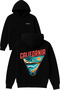 Triangle California Design Printed Oversized Black Hooded Sweatshirt