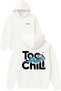 سترة Too Chill Design مطبوع قصة فضفاضة باللون الأبيض بغطاء رأس