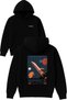 Space Journey Design Printed Oversized Black Hooded Sweatshirt