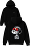 Red Glasses Dog Design Printed Oversized Black Hooded Sweatshirt