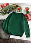 Women's Nefti Green Geyik Christmas Printed Crew Neck Oversized Sweatshirt - 2