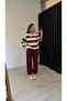 Jogger Cut Striped Tracksuit Set Claret Red