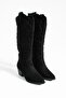 Women's Pointed Toe Heeled Boots Western - Black - 5