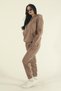 Women's Winter Cotton Puff Fabric Side Pocket Hooded Jogger Tracksuit Set - 5