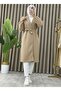 Bondit Women's Trench Coat with Fabric Pockets and Belt - 3