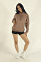 Women's Winter Cotton Puff Fabric Kangaroo Pocket Hooded Sweatshirt - 2