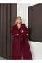 Women's Premium Winter Waist Belted Cape Detailed Cashmere Coat - 7