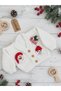 Christmas-Themed Santa Claus and Snowman Detailed White Baby Cardigan