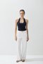 Women's Navy Blue Color Halter Neck Crop Blouse - 2