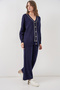 Women's Cardigan Pants Knitwear Two-Piece Set 15956 - Navy Blue