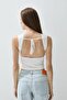 Women's White Color Lace Backless Blouse - 6