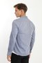 Long Sleeve Snap Button Men's Shirt with Double Pocket Flap Detail - 8