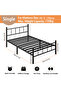 90*190cm Metal Bed Frame, Steel Slat Support with Under-Bed Storage, No Box Spring Required