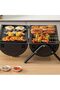 Yu well 2 in 1 BBQ Grill Portable Iron Table Grill with Grill Tray - Charcoal Barbecue with Stand - 2