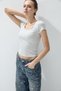 Women's Snow Melange Square Neck Short Sleeve T-Shirt - 2