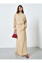 Beige Blouson Draped Maxi Dress