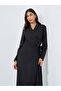 Black Wrap Midi Dress with Tie Detail