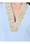 Blue Color Block Sequin Detail Maxi Dress - 4
