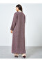 Burgundy Front Open Tweed Abaya - 5