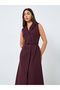 Burgundy Sleeveless Blazer Midi Dress - 3
