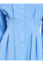 Blue Midi Shirt Dress with Fold Pleat - 4