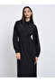 Black Shirt Midi Dress with Buttons - 2