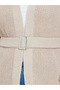 Plus Size Beige Knit Belted Cardigan - 3