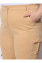 Plus Size Beige Cargo Trousers - 4