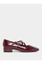 Burgundy Patent Square Toe Mary Jane Shoes - 2