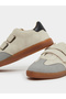 Beige Panelled Hook and Loop Closure Sneakers - 3