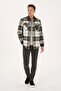 Men's Light Khaki Long Sleeve Plaid Shirt with Pockets 50308257-Vr183 - 4